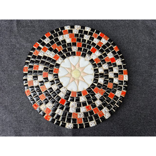 Mid-Century Modern Mid 20th Century Mid Century Modern Mosaic Tile Footed Wood Trivet For Sale - Image 3 of 14