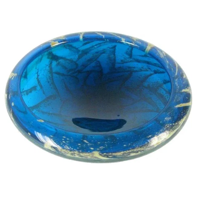Mid-Century Modern 1970s Maltese Blue Mouth-Blown Glass Bowl For Sale - Image 3 of 3