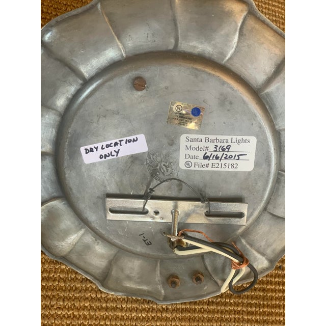 1910s Pewter and Iron Pie Crust Wall Sconces - Set of 3 For Sale - Image 4 of 8