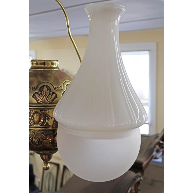 19th Century Angle Lamp Co. Double Angle Lamp Brass Kerosene Chandelier For Sale - Image 9 of 12