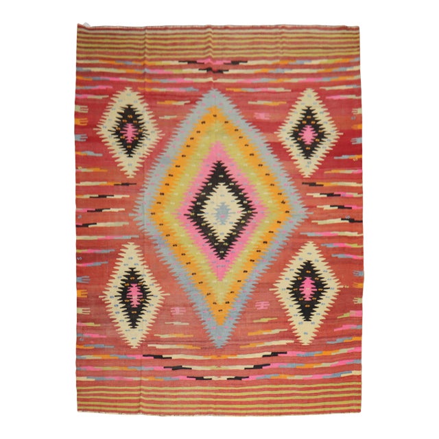 Vintage Large Scale Turkish Room Kilim - 7'11" x 11'1" For Sale