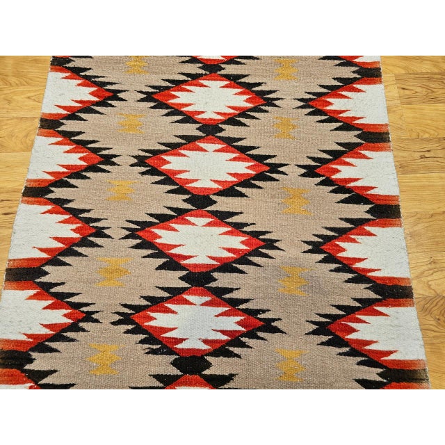 Vintage Native American Navajo Rug, Handwoven Wool, Allover Diamond Pattern, 3x5 For Sale - Image 9 of 15