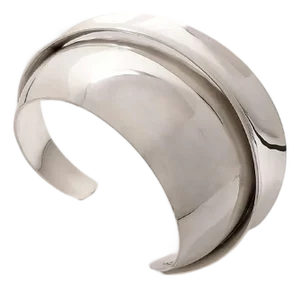 1990s Modernist Sterling Silver Bangle, Gerhard Herbst Studio Cuff, Midcentury Style