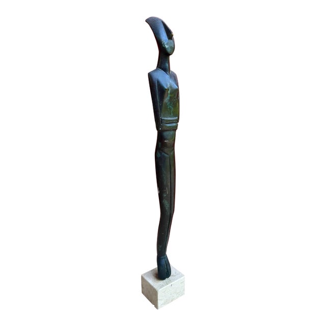 Etruscan Style Iron and Marble Sculpture For Sale