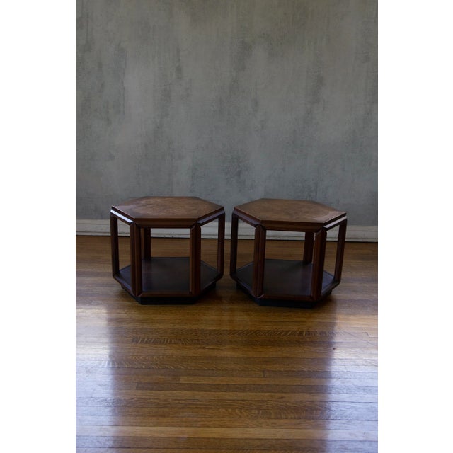 Enhance the appeal of these stunning John Keal hexagon side tables, meticulously crafted for Brown Saltman. Made from...