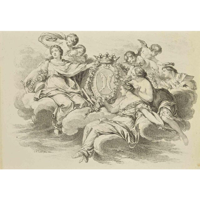 Jean François Poletnich, Gathering, Etching, 18th Century For Sale