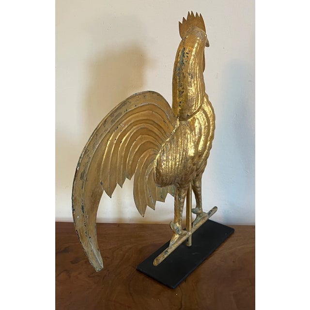 American Antique 19th Century American Folk Art Gilt Swell Body Copper and Zinc Rooster Weathervane For Sale - Image 3 of 12