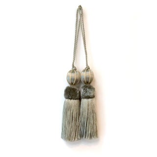 Petite Bluestone Color Beaded Key Tassels - A Pair For Sale