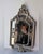 Art Nouveau Ornate Antique-Style Florentine Gold Silver Wall Mirror 22.5”x 13” Italy For Sale - Image 3 of 12