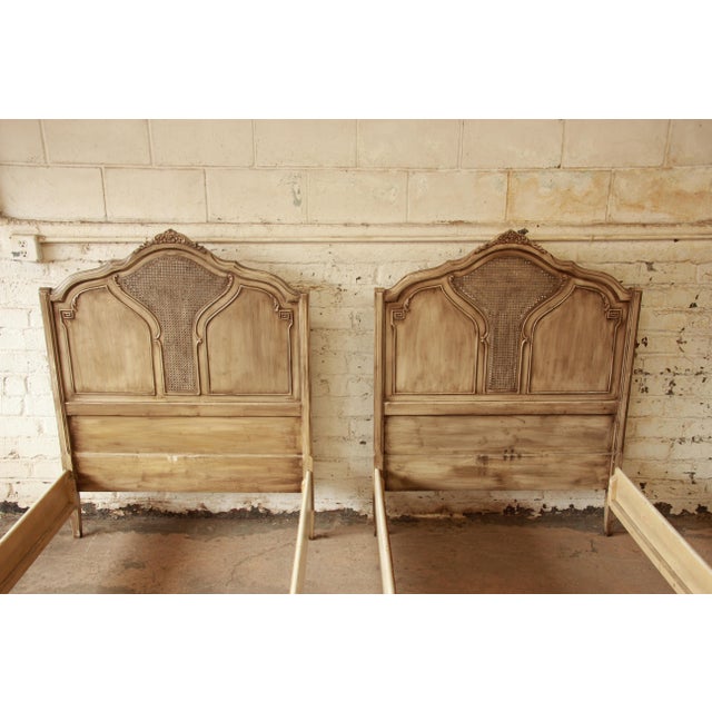 Vintage French Provincial Shabby Chic Twin Bed Frames A Pair Chairish