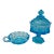 Vintage Fostoria Light Blue Coin Glass Covered Compote & Nappy Dish For Sale