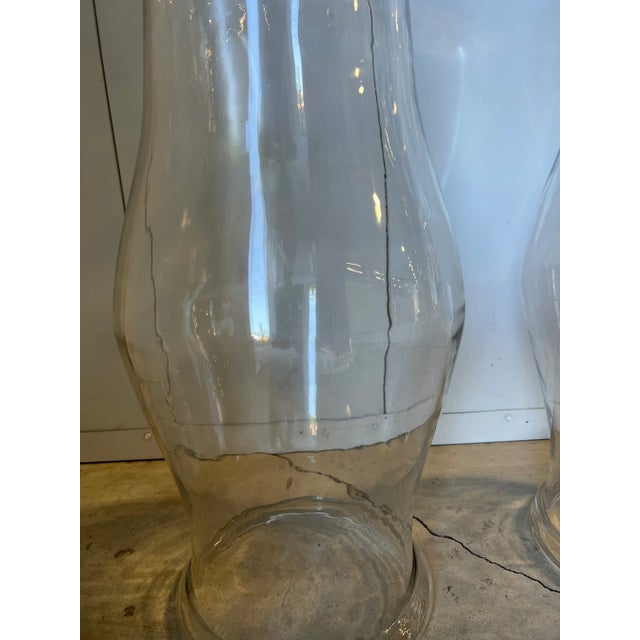 Pair, Monumental 19th Century American Blown Glass Hurricane Candle Shades 22.5" For Sale - Image 4 of 12