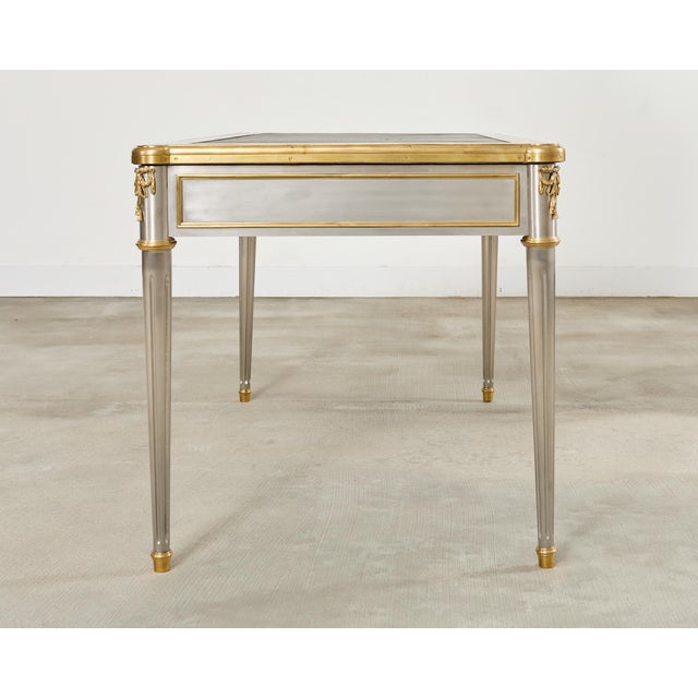 John Vesey Steel Bronze Neoclassical Library Table Desk For Sale In Sacramento - Image 6 of 18