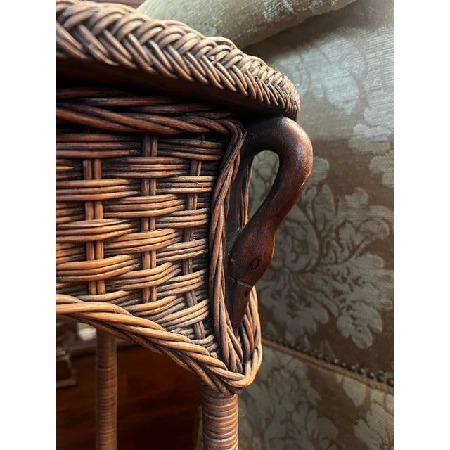Vintage Wicker Table W/ Wooden Duck Heads For Sale - Image 4 of 4