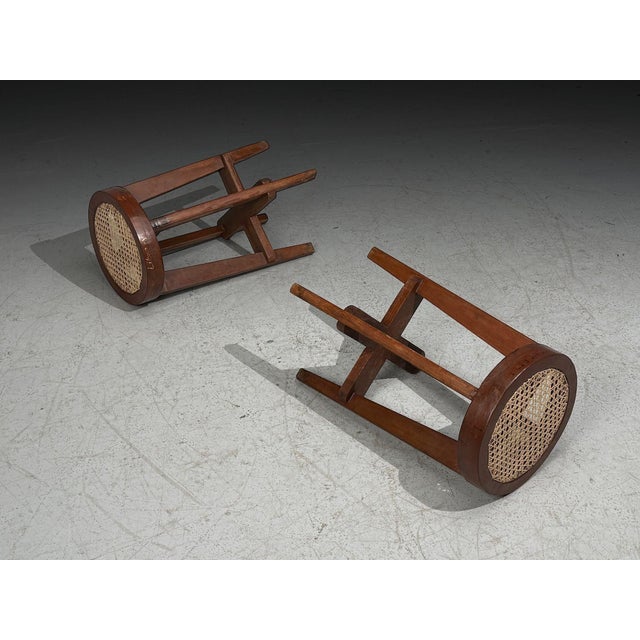 Pierre Jeanneret, Stools, Cane, Teak, Chandigarh, India C. 1960s For Sale - Image 4 of 12