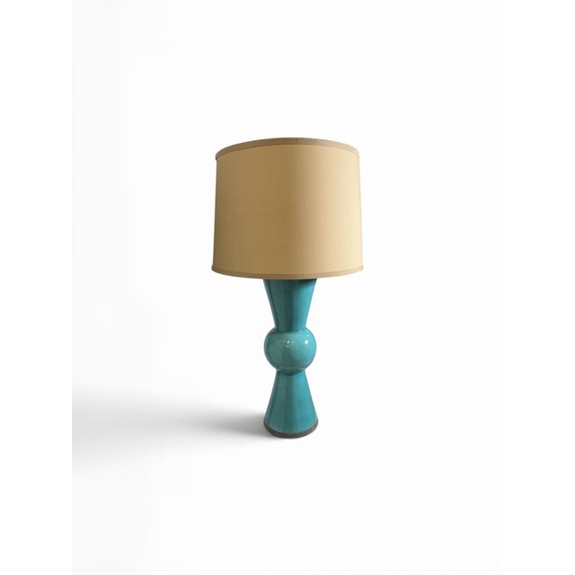 Mid-Century Modern Currey & Company Upbeat Teal Table Lamp For Sale - Image 3 of 5