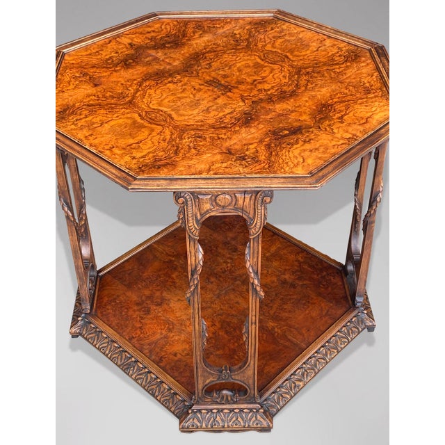 French Octagonal Burr Walnut Table, 1920 For Sale - Image 6 of 7