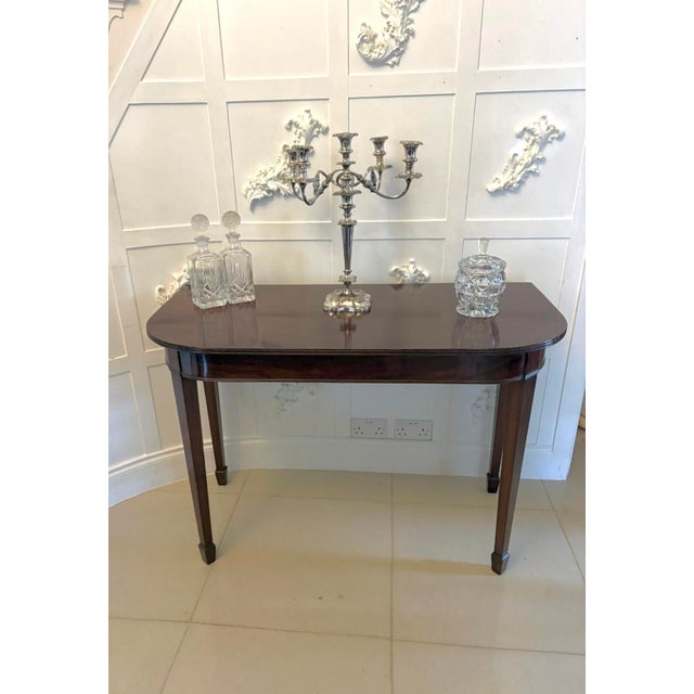 Wood Antique Georgian Mahogany Demi Lune Console Table, 1800 For Sale - Image 7 of 9