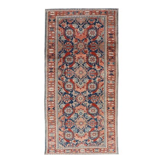 Antique Persian Tabriz Gallery Rug With Large Scale Florals in Medium Blue Field For Sale