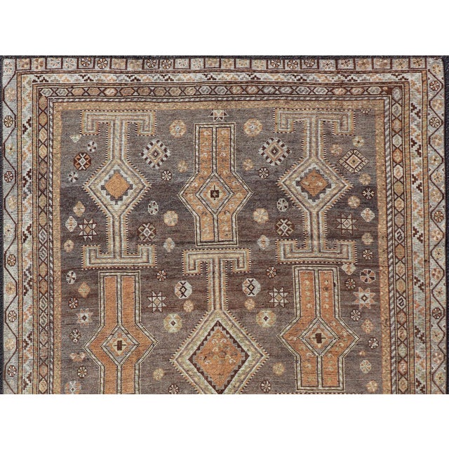 Early 20th Century Antique Persian Lori Rug With All-Over Geometric Tribal Design on a Grey Field 5'2 X 7'4 For Sale - Image 5 of 14