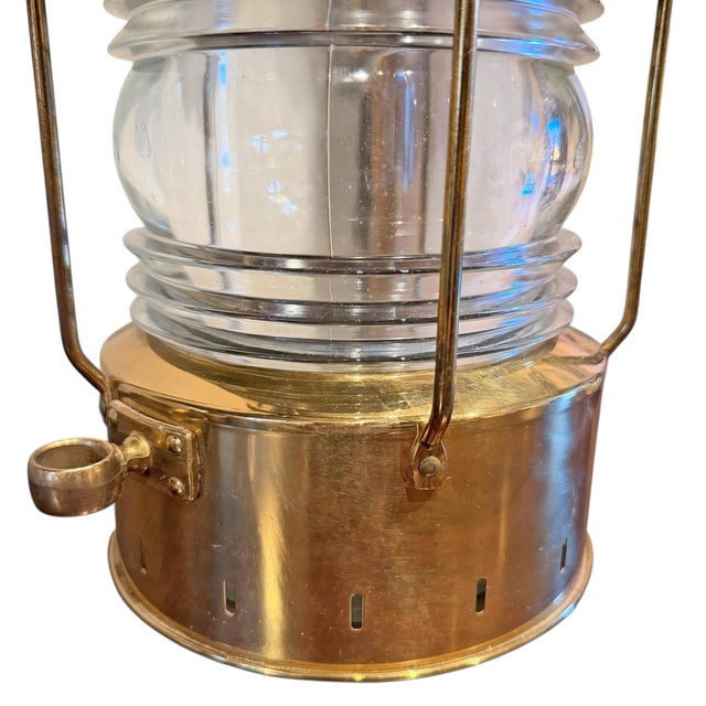 Mid 20th Century Brass Ship's Lantern Pendant Light For Sale - Image 11 of 16