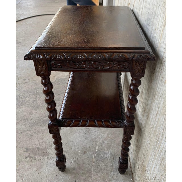 Late 19th Century 1880s Spanish Walnut Carved Side Table For Sale - Image 5 of 11