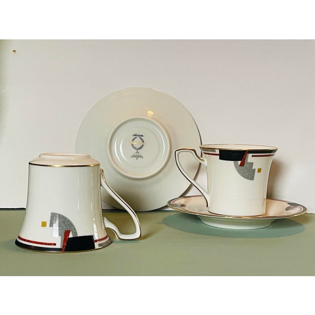 White 1990’s Noritake “Awareness” Teacup & Saucer- A Pair For Sale - Image 8 of 10