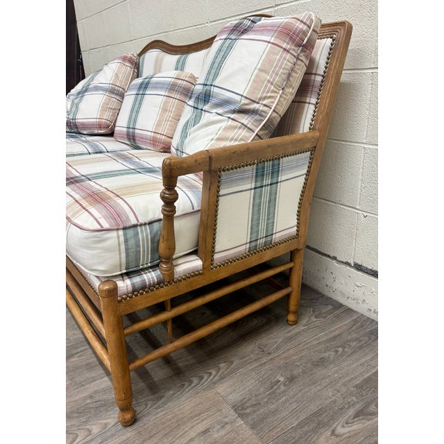 Vintage Isenhour Furniture MCM Ficks Reed Style Rattan Camelback Sofa For Sale - Image 11 of 14