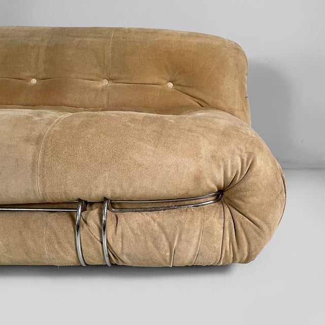 Italian Modern Beige Chamois Soriana Sofa by Afra & Tobia Scarpa for Cassina, 1970s For Sale - Image 11 of 18