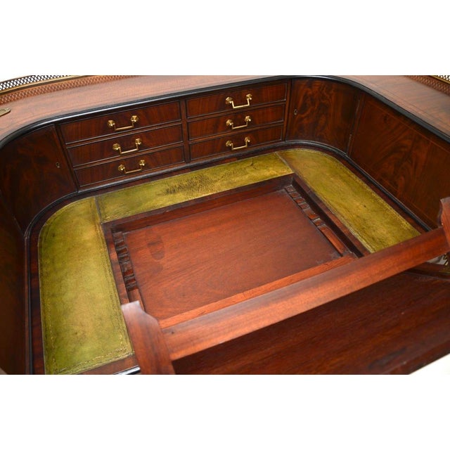 Carlton House Desk in Mahogany and Leather Top, 1890s For Sale - Image 9 of 15