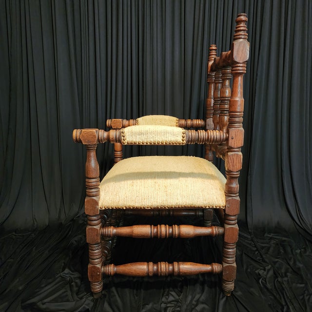 19th Century Antique Throne Armchair- Jacobean Style For Sale In Jacksonville, FL - Image 6 of 12