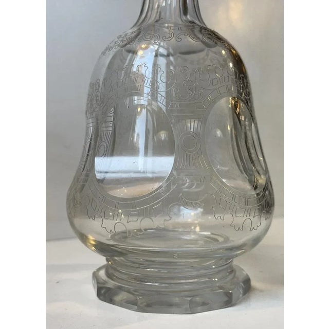 Royal Engraved Crystal Decanter by Kosta, 1920s For Sale - Image 4 of 7