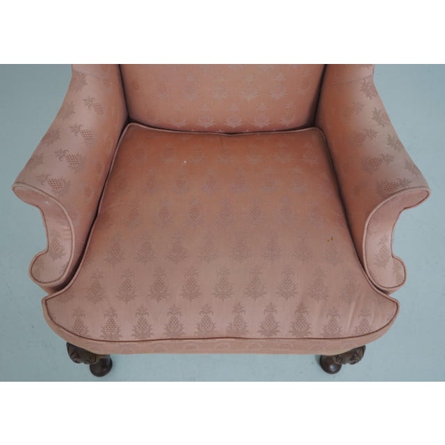 Brown Pair Hickory Chair Co Queen Anne Wing Chairs For Sale - Image 8 of 18