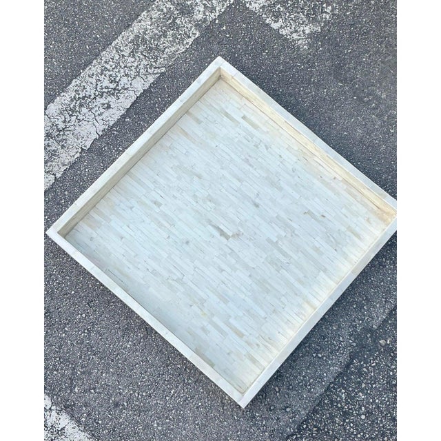 This monumental vintage tessellated bone tray is a striking example of 1970s Organic Modernism. Crafted with a...