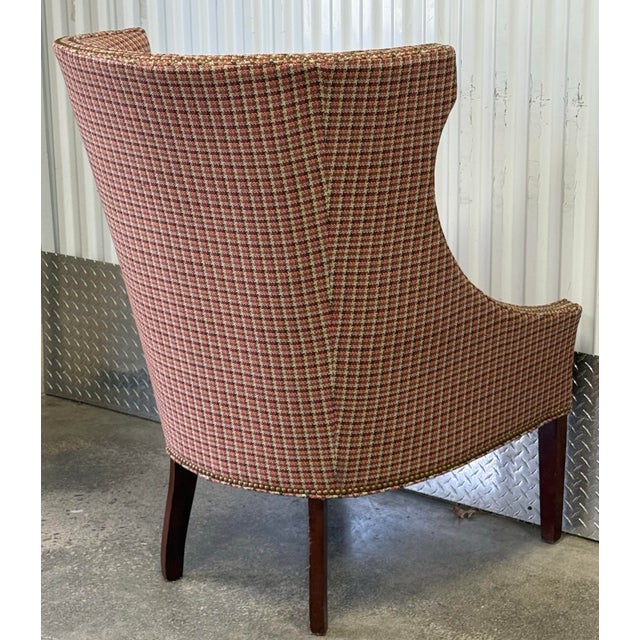 Hickory White Late 20th Century Houndstooth Upholstered Wingback Chair by Hickory White For Sale - Image 4 of 12