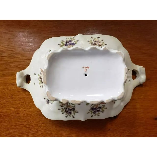 Vintage Porcelain Rectangular Bowl With Handles and Raised Floral Motif, #69600 For Sale In New Orleans - Image 6 of 6