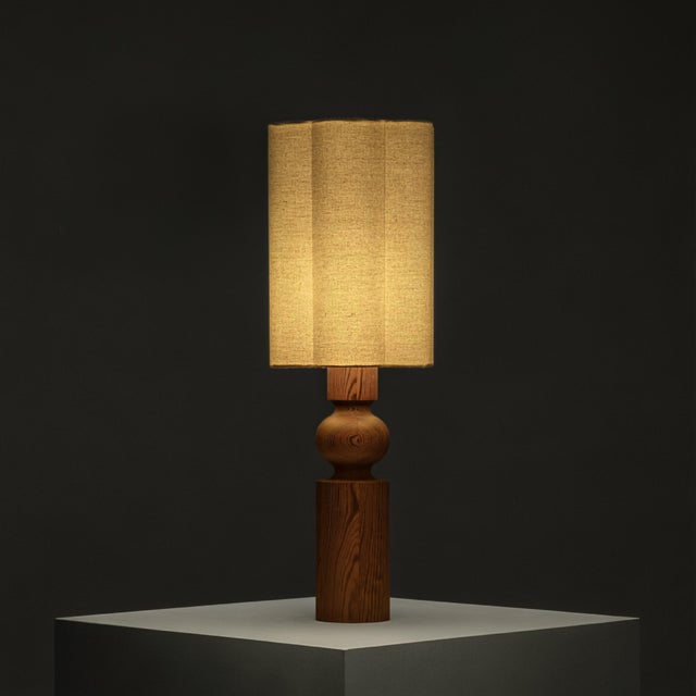 Large Pine Table Lamp by Uno & Östen Kristiansson for Luxus, Sweden, 1970s For Sale - Image 3 of 12