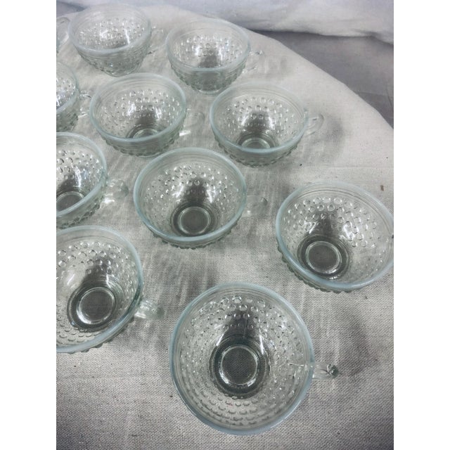 1940s Hobnail Cups With Opalescent Rim - Set of 15 For Sale - Image 6 of 9