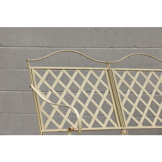 Vintage Hervé Baume French Wrought Iron Three-Seat Garden Sofa With Original Cushions, Circa 1970s For Sale - Image 14 of 18