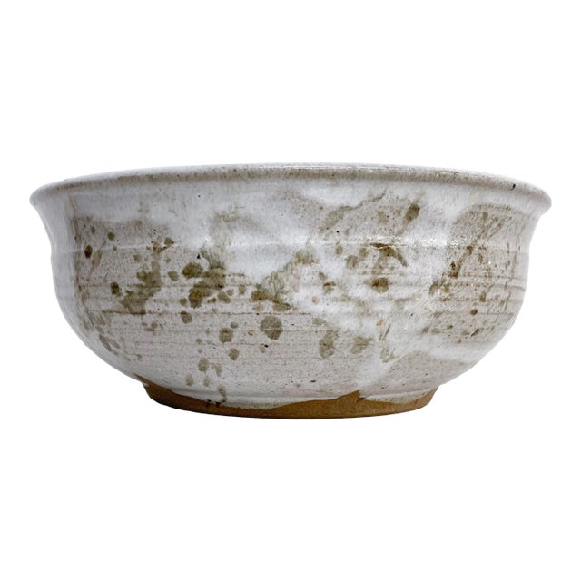 1980 Leon Art Bowl Handmade Glazed Studio Pottery Post Modern Stoneware For Sale