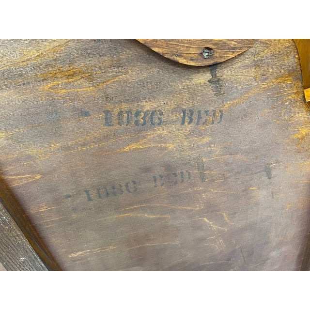 Wood Antique 1930's Handcarved Bedroom Headboard, Full Size, Inlay Burlwood For Sale - Image 7 of 9