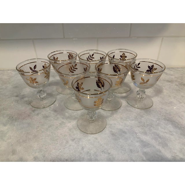 Metal Libbey Gold Foliage Pedestal Glasses, a Set of 8 For Sale - Image 7 of 7
