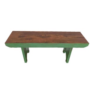 Handmade Green Wooden Bench For Sale