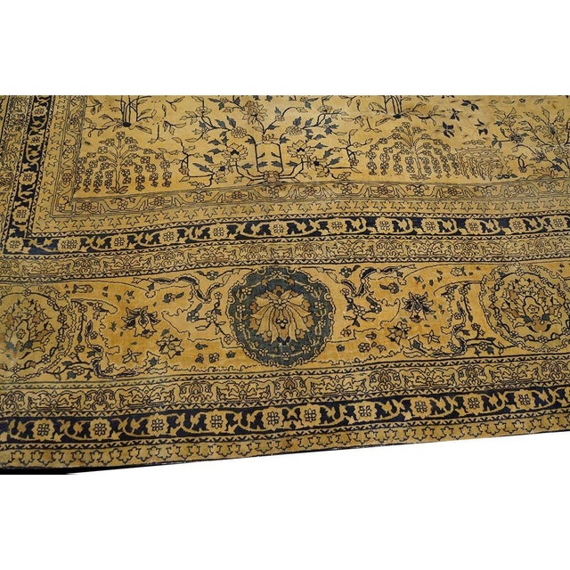 Extraordinary Beige Background Color With Delicate Details Floral Design Antique Indian Lahore Rug For Sale - Image 4 of 8