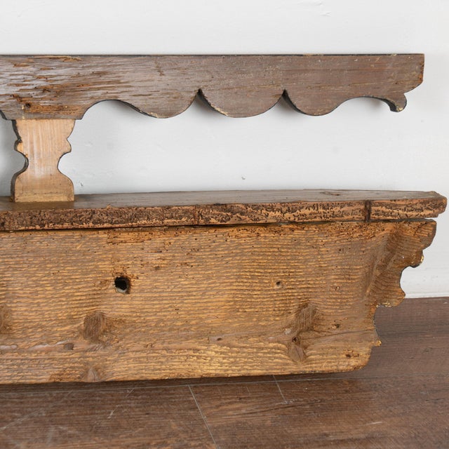 19th Century Original Blue Painted Hanging Rack With Shelf For Sale - Image 10 of 12