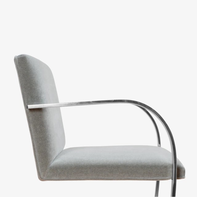 Brno Flat-Bar Chairs in Fog Mohair by Ludwig Mies Van Der Rohe for Knoll - Set of 6 For Sale In New York - Image 6 of 10