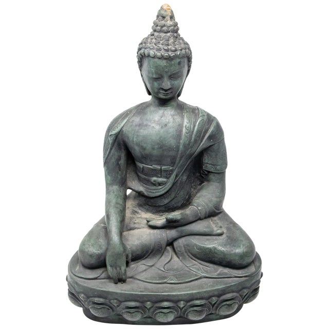 Contemporary Buddha Sandstone Garden Statue For Sale