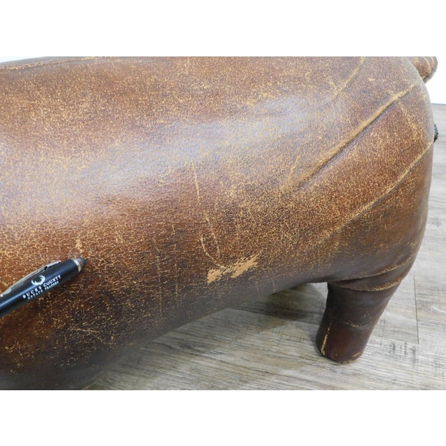 Dimitri Omersa Abercrombie & Fitch Vintage Leather Pig Footstool