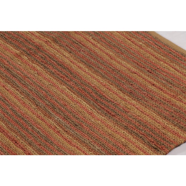 Contemporary Rug & Kilim's Contemporary Flat-Weave Striped Orange Brown Square For Sale - Image 3 of 10