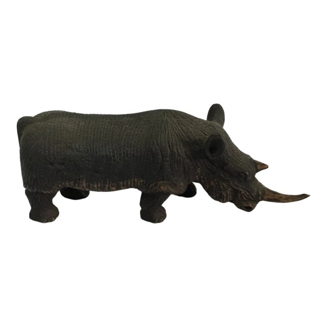 Rhino Carved Statue 1970s For Sale